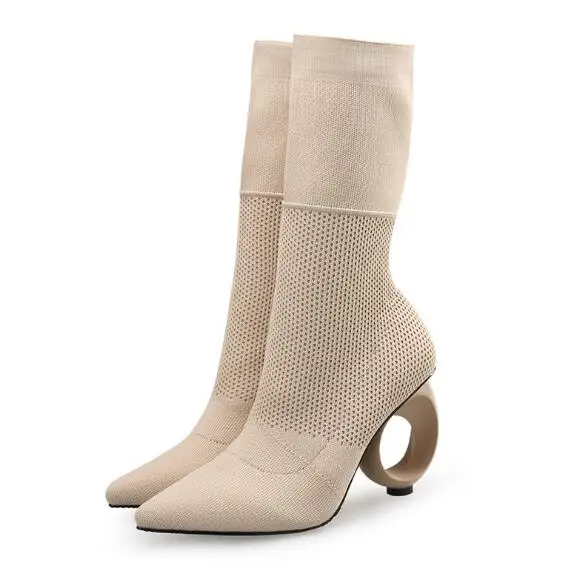 

Pointed high-heeled ankle boots autumn and winter new boots wild shaped with wool boots in the boots