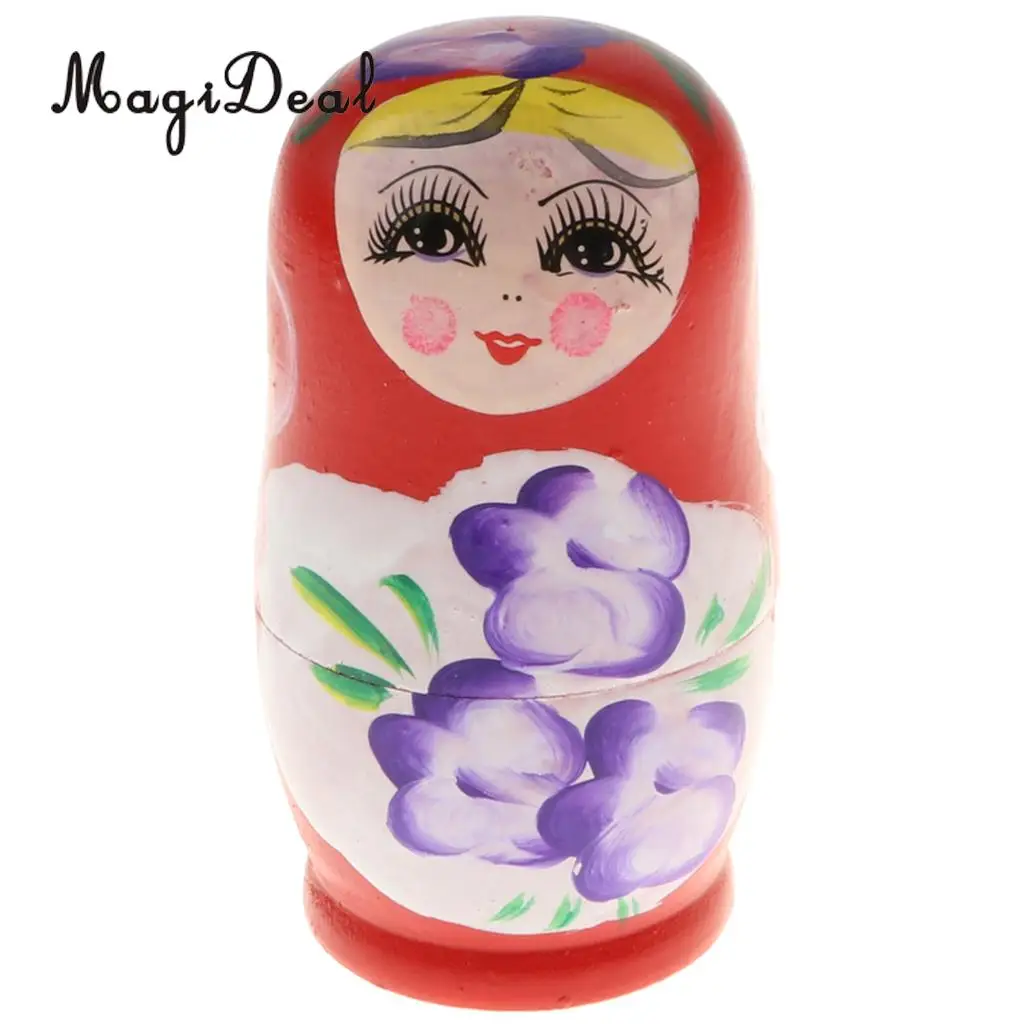 5PCS Wooden Russian Nesting Dolls Matryoshka Stacking Nested Dolls Toys Christmas Gifts Home Decoration for DIY Hand Painted