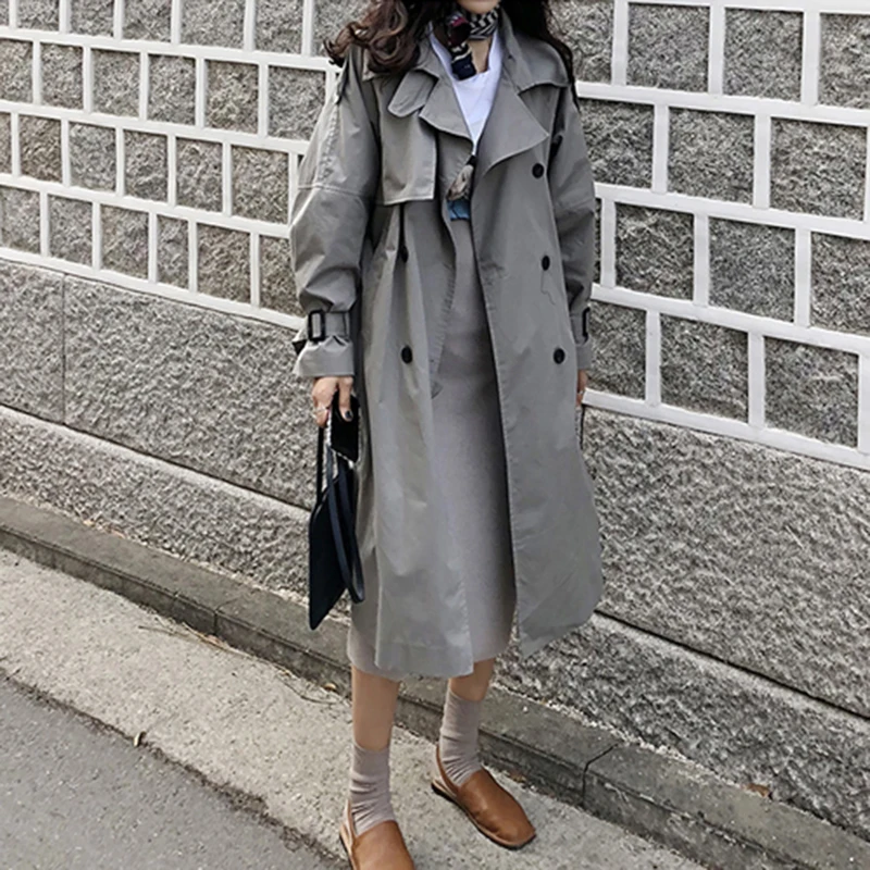 Col Solide Manteau down Boutonnage Double Tout Chart Turn Femmes Automne Femelle Élégant see 2019 See Large Bureau Bf Dame Tranchée Chart taille allumette Décontracté paw0w8Sn