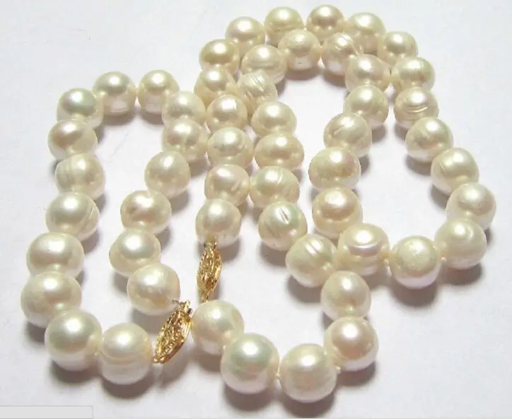 

real beautiful 10-12mm south sea white pearl necklace bracelet gold clasp
