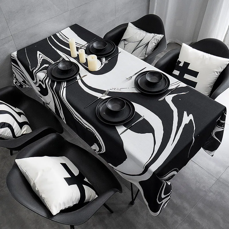 

Black and white waterproof tablecloth fabric tablecloth rectangular tablecloth coffee table tablecloth 030 030 y