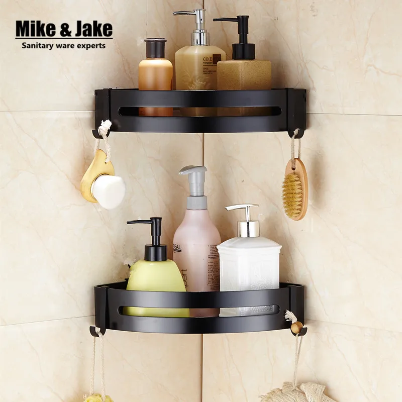 

Black aluminum Bathroom corner shelf cosmetic rack with single lever bathroom rack shelf Households Rack bathroom corner shelf