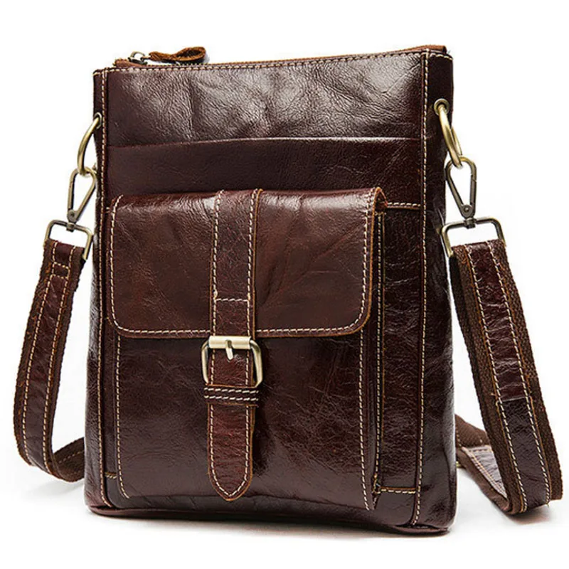 

Men Genuine Leather First Layer Cowhide Retro Business Crossbody Shoulder Bag travel Purse Cigarette Case Cell Phone Pocket New