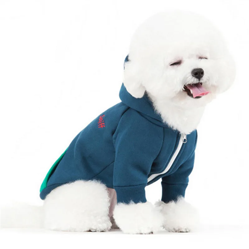 

Fashion Pet Clothing Dog Supplies Winter Warm Blue Puppy Sweater Dog Cat Hoodie