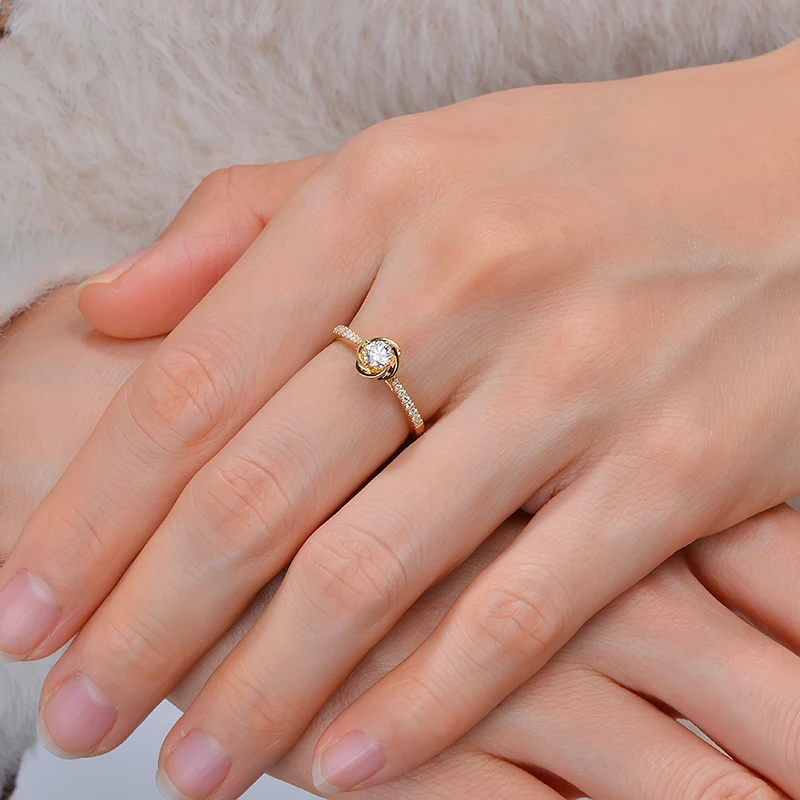 CaiMao 0.27ct Natural Diamond 18k Yellow Gold Wedding Band Ring for Women Jewelry