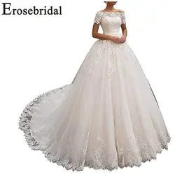 Erosebridal Новое поступление винтажные Свадебные платья 2019 лодка средства ухода за кожей шеи Свадебные платья с открытыми плечами для женщин