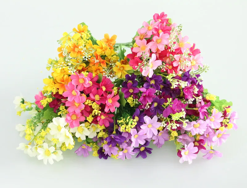 Flone Artificial Rose Flower Set Rattan Vase Simulated Flower Car Plastic Flower Bouquets For Indoor Household Decoration (5)