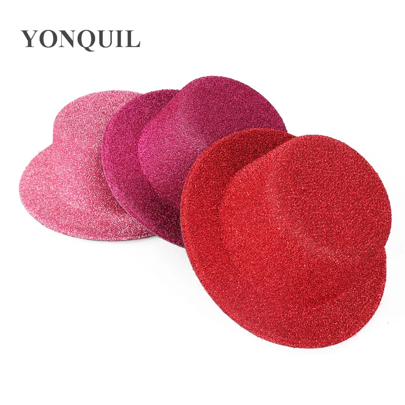 5.2&quot/13CM 9 Colors BLINGBLING Mini Top Fascinator Hats Glitter Party Headwear DIY Hair Accesspries Occasion Pillbox Headpiece |
