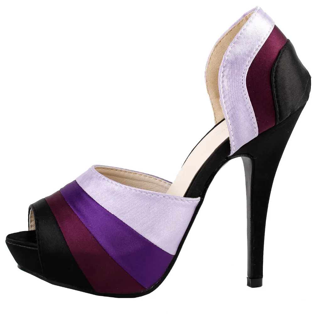 LF30477 Sexy Purple Pee Toe D Orsay Platform Stiletto Evening Pumps Size 4 5 6 7