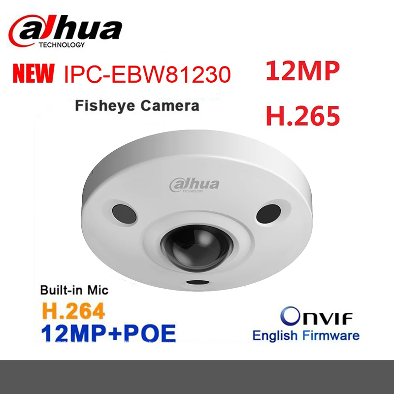 Оригинальная IPC-EBW81230 12 МП Ультра HD АНТИВАНДАЛЬНАЯ ИК-сетевая рыбий глаз камера IP67 Замена IPC-EBW81200 12 мегапикселей