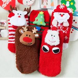 Детские носки теплые рождественские подарки мультфильм милый Мягкие хлопковые носки Санта Клаус оленей Рождество носки рождественские