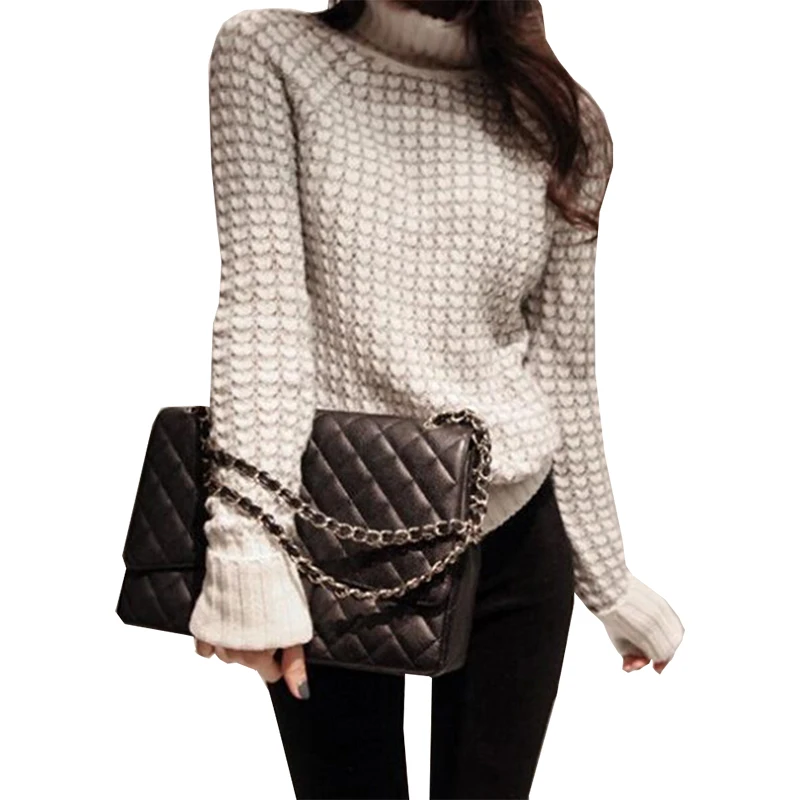 

2019 Plaid Sweater Women Autumn And Winter women's Fast Selling The United States Wind High Collar Pullovers Vestidos MMY69208
