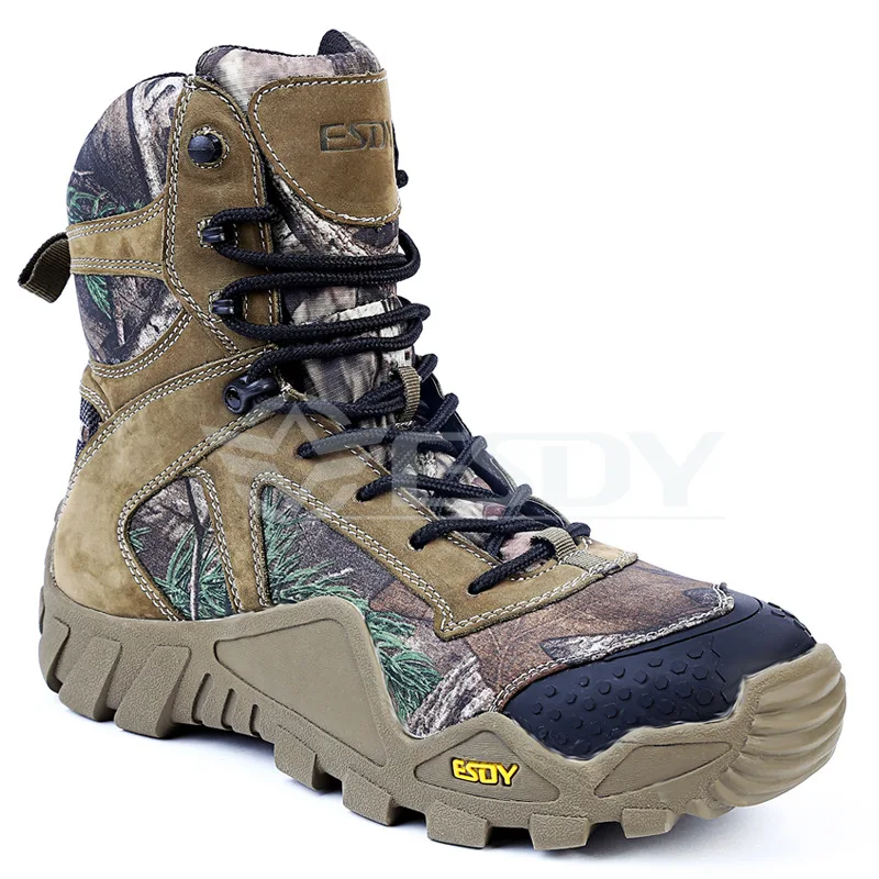 

ESDY Men Outdoor Hiking Boots Genuine Leather Tactical Boots Camouflage Hiking Camping Military Shoes Professional Walking Shoes
