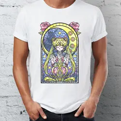 Новая мужская футболка с коротким рукавом Lunar Blessing Sailor Moon Artsy Tshirt Harajuku уличная крутая футболка