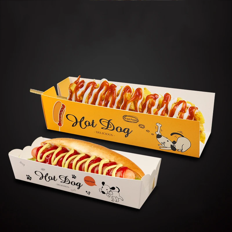 Одноразовая бумажная коробка Hotdog контейнер для жарки пищи из пищевого материала