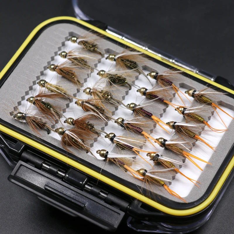 Wifreo Fly Combo 48 шт. 10# латунный золотой Beadhead форель серых рыболовных мух мокрой мухи голова из бисера принц Нимфа