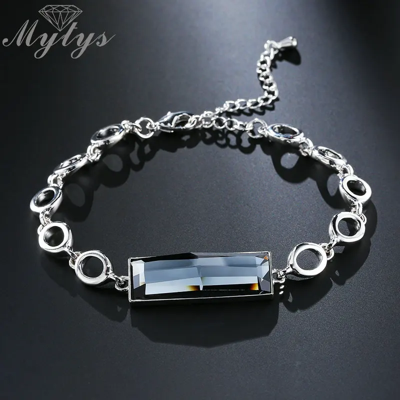 Mytys высокий уровень серый цвет квадратный кристалл Роло браслет цепочка для женщин Мода Тренд дизайн ювелирные изделия подарок B1080