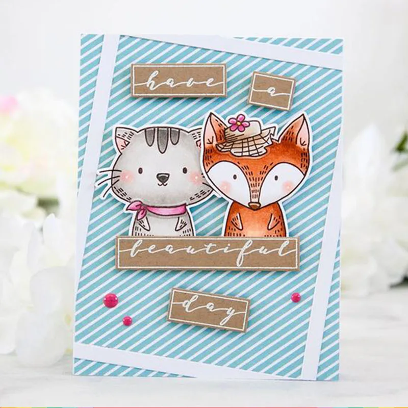 

Animals party transparent clear stamp coordinating die for DIY Scrapbooking/Card Making/Kids Christmas Fun Decoration Supplies
