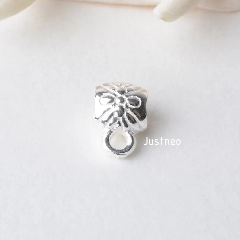 纯银吊环扁直花纹短管 (2)