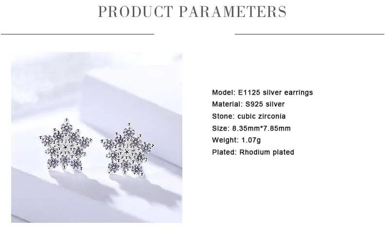 3 snowflake sutd earrings silver