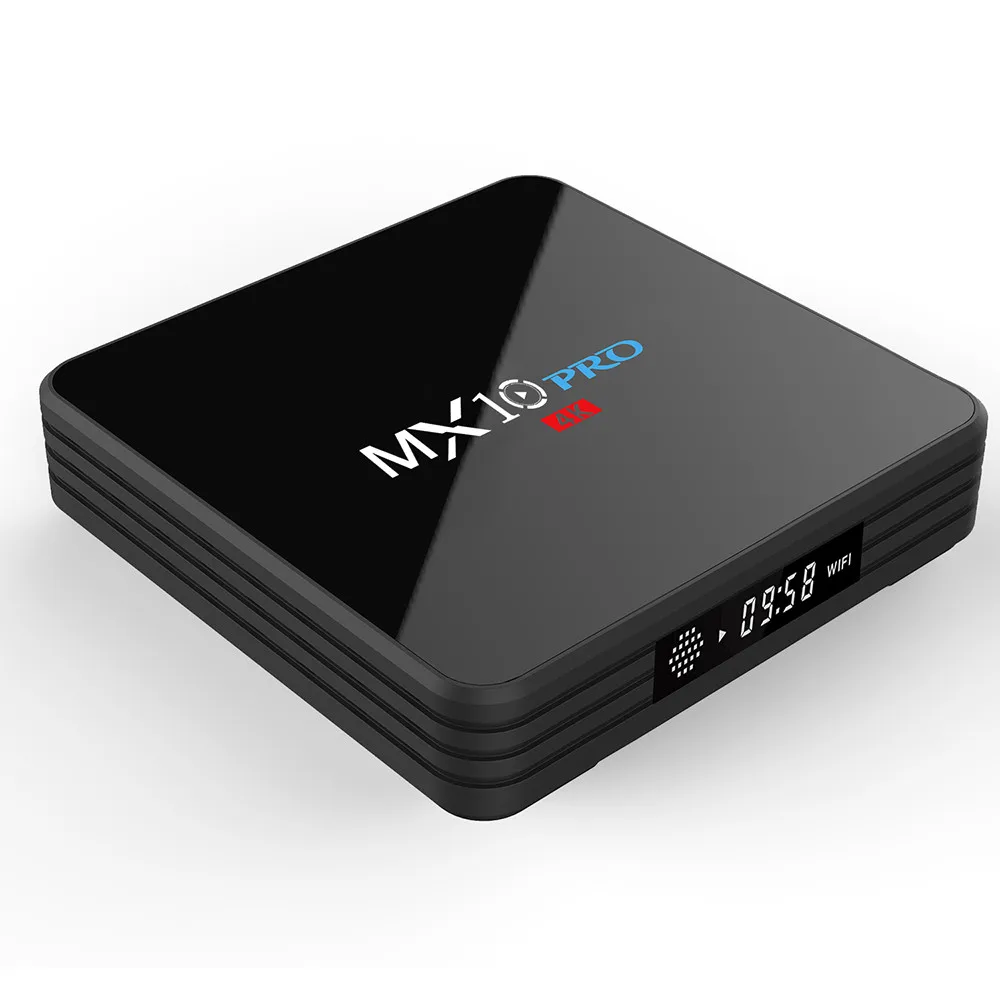 MX10 PRO ТВ коробка с цифровым Дисплей Декодер каналов кабельного телевидения Android 8,1 4 Гб Оперативная память 32 GB Встроенная память 2,4G 5G WiFi