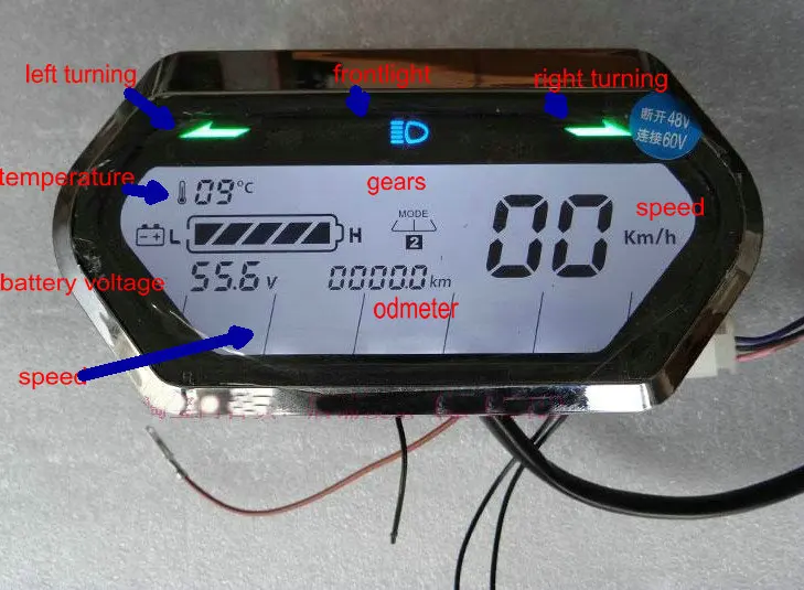 Светильник для спидометра/ODO/индикатор уровня заряда батареи, ЖК-дисплей 48v60v72v84v96v для электрического скутера, трицикла, приборной панели