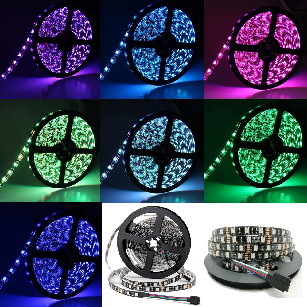 Черная Светодиодная лента DC 12 В постоянного тока 5050 RGB Белые Водонепроницаемые