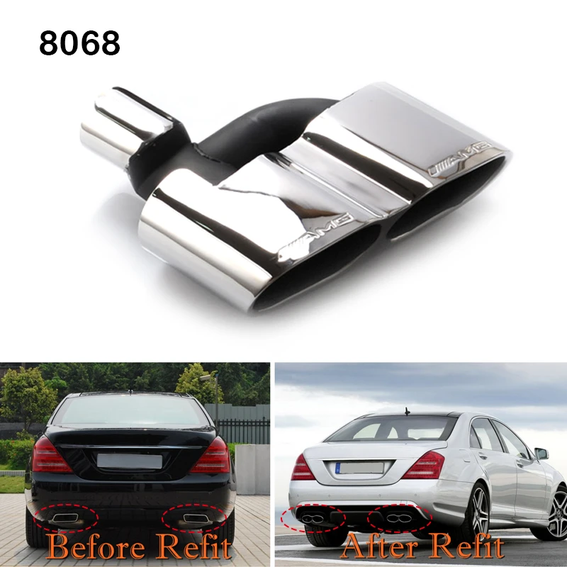 

2Pcs Original Stainless Steel Exhaust Pipe Mufflers For BENZ