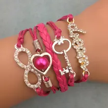 1 шт Бесконечность, пальма и ангор браслет. металлический Шарм, восковой шнур, кожаный браслет 3384