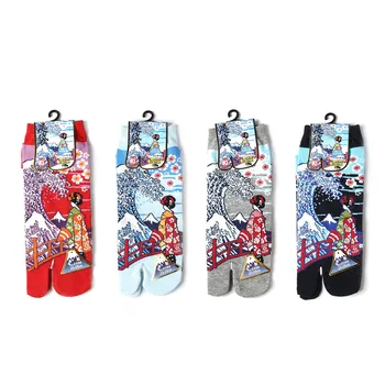 

YOOWALK samurai sandal short socks Japanese Style Unisex Two Finger Socks Cotton two toe Socks Foot Bag Short Cotton socks