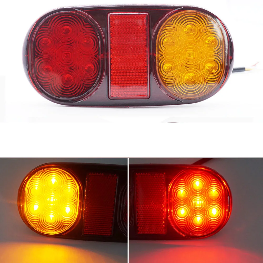 

New 2PCS 24V 14LEDS Truck Trailer Waterproof LED Tail Light Reversing Running Brake Turn Lights Stop Indicator Lamp Yellow Red