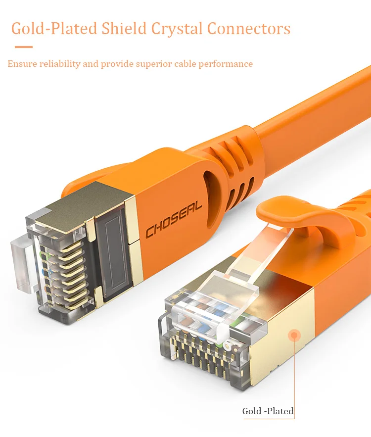 CHOSEAL Ethernet Network Cable RJ45 Flat Cat7 Lan Cable RJ 45 Ethernet Patch Cord Cable for Computer Router (2)