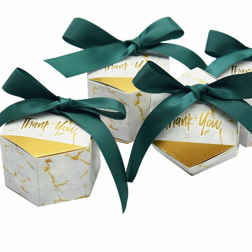 

Paper Gift Bags Wedding Favors and Gift Box Candy Boxes With Green Ribbon for Baby Shower BirthdayParty Wedding Decorations