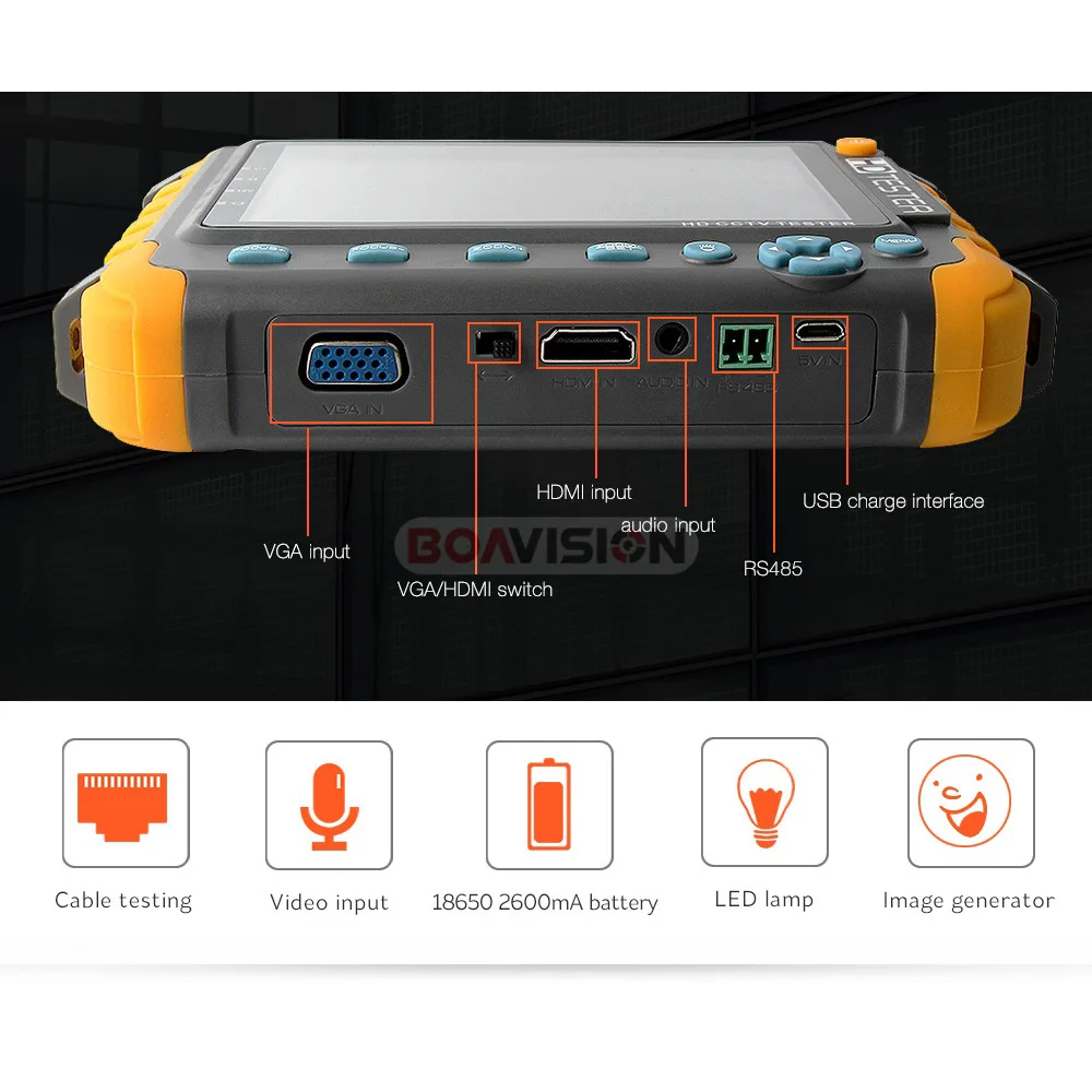  5MP CCTV Security Camera Tester With 5 Inch TFT LCD Monitor For 4 IN 1 TVI AHD CVI Analog Security 