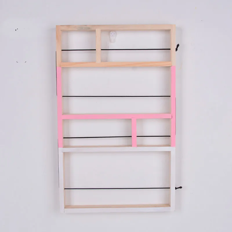 Простая комнатная полка многослойная деревянная стойка для хранения офисных книг практичное украшение - Цвет: Розовый