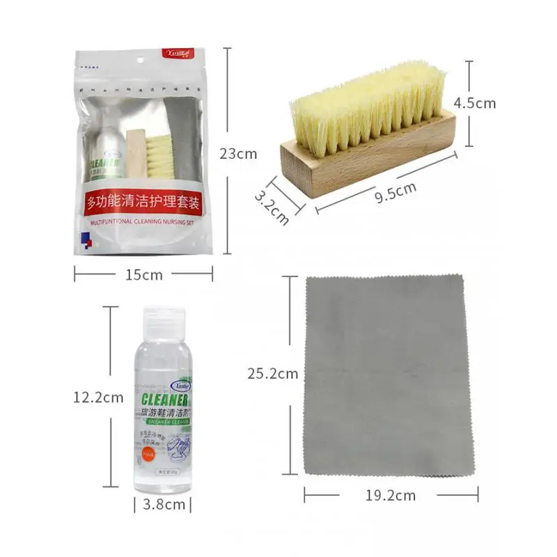 3Pcs Portable Shoe Shine Care Kit Polish Brush Set for Boots Shoes Care Set