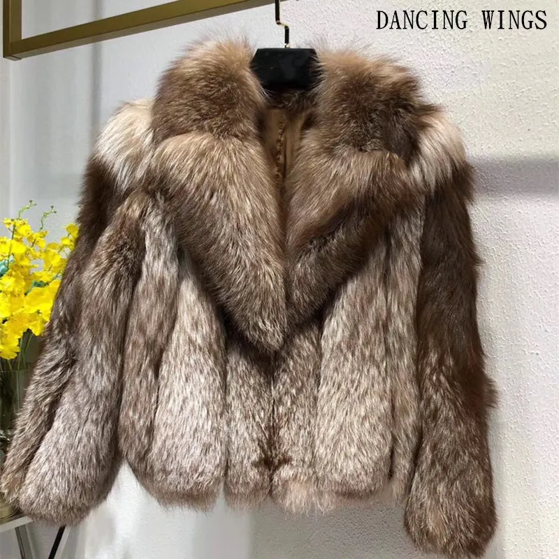 

Short Style Winter Women's Fox Fur Coat Thick Warm Suit Collar Real Fur Jacket Luxury Whole Skin Fox Fur Winter Coats Ladies