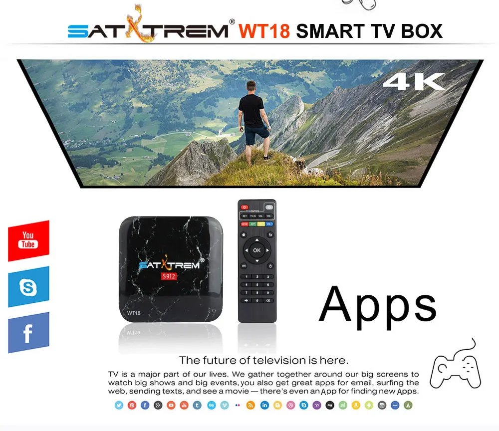 SATXTREM WT18 Amlogic S912 Octa Core Android 7,1 ТВ коробка 3 Gb DDR3 32 GB 2,4G/5 ГГц двойной Поддержка wi-fi Google Play Store Декодер каналов кабельного телевидения