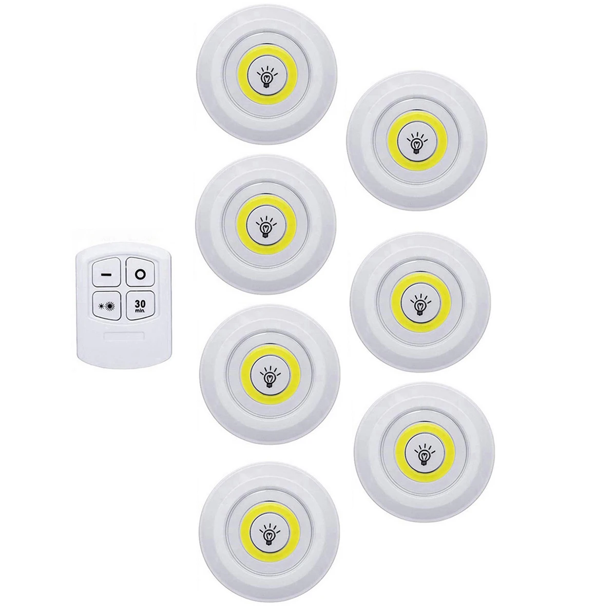 Управляемый батареей Диммируемый светодиодный светильник для шкафа COB Светодиодные шайбы освещение для шкафов с пультом дистанционного управления для гардероба ванной комнаты - Цвет: 1 controller 7 lamp