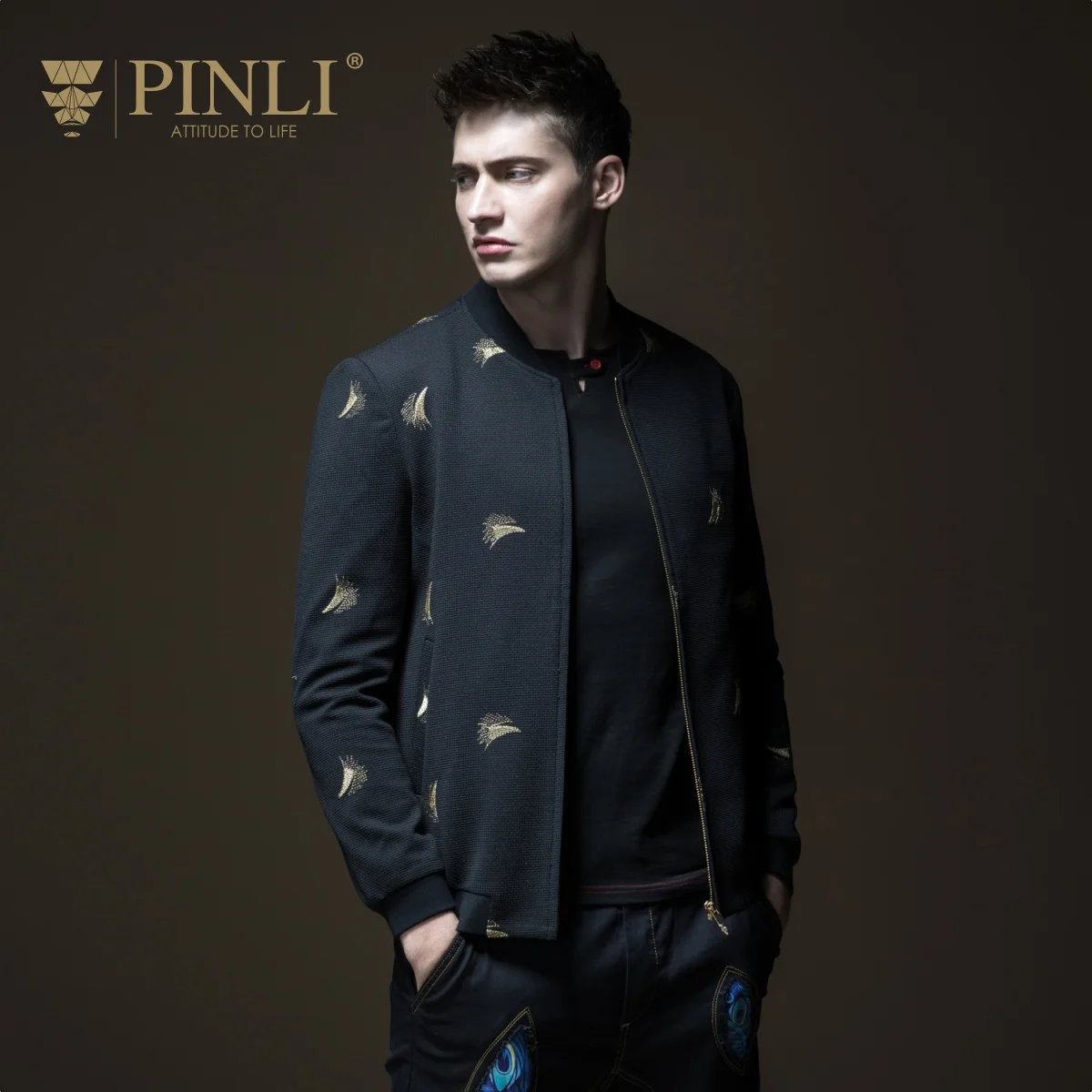 

2019 Standard Slim Jacket Rushed Militar Pinli Pin Li Autumn New Style Men's Wear Embroidered Baseball Collar Jacket B183104185
