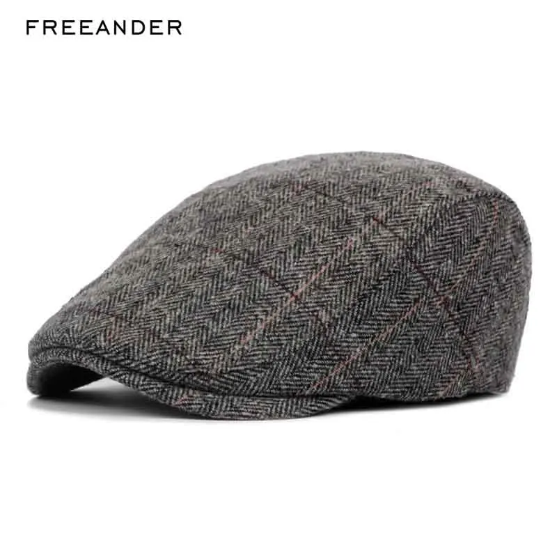 

Freeander Knit Beret Hat man British Vintage Style 2018 Autumn New Hats High Quality Woman Fashion Beret Flat Gatsby Driving Cap
