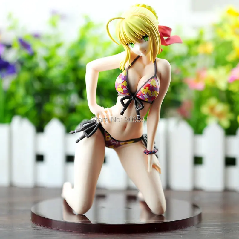 

Saber Figure BEACH QUEENS Anime Fate/Extra Saber Lily Swimsuit Ver.Sexy PVC Figure Model Toy IN BOX 18CM