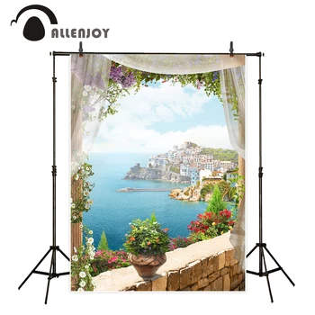 

Allenjoy ocean and inshore city photography backdrops floral romantic aesthetic backgrounds for photo studio camera fotografica