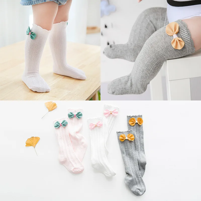 Brand New Cute Children Knee High Socks for Toddlers Kids Girls Solid