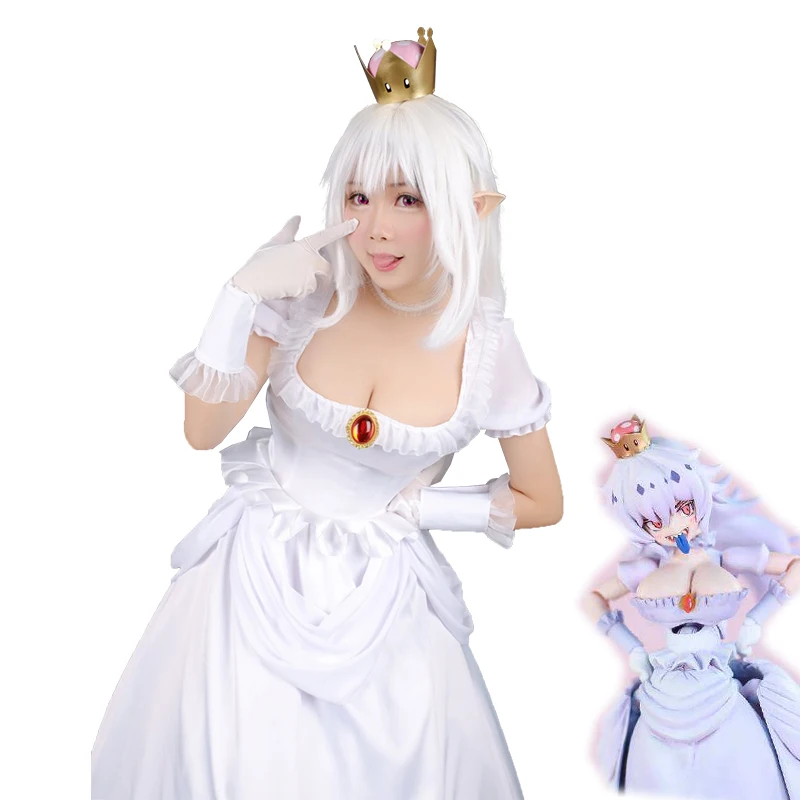 Boosette Косплей Костюм Принцесса Купа белое платье бальное ретро средневековое