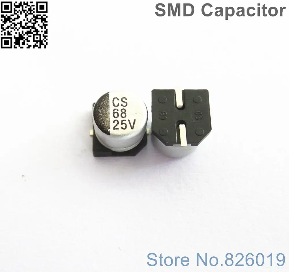 200 шт./лот 25 В 68 мкФ SMD Алюминий электролитические конденсаторы Размер 6,3*5,4 68 мкФ 25 В