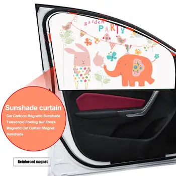 

1PC Car Cartoon Magnetic Sunshade Telescopic Folding Sun Block Magnetic Car Curtain Magnet Sunshade