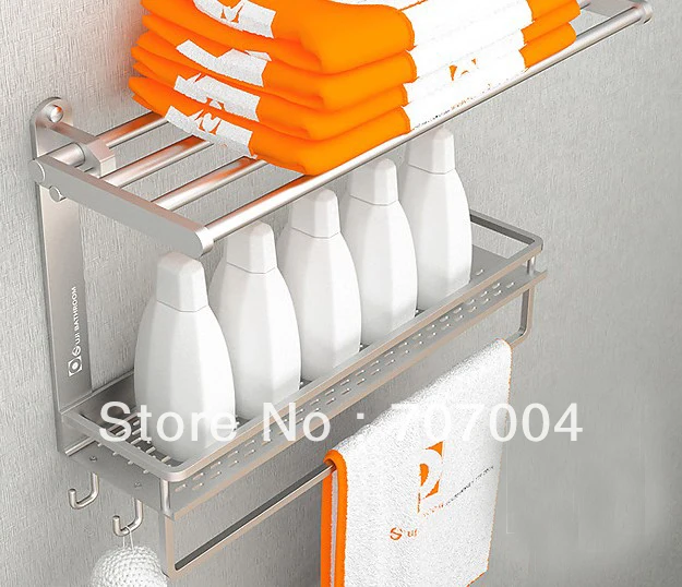 bathroom Wall mounted aluminum towel shelf bar commodity holder support | Дом и сад