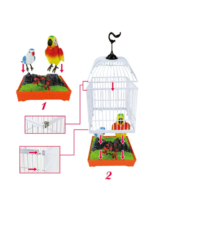 Качественные товары красивые птицы Индукционная электрическая игрушка Голосовое управление птица Дети попугай клетка Дети Поп подарки на день рождения