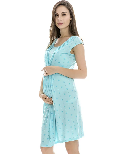 Эмоции мамы средства ухода за кожей для будущих мам одежда платье для беременных; Кормление кормящих платье грудного вскармливания летнее - Цвет: Небесно-голубой